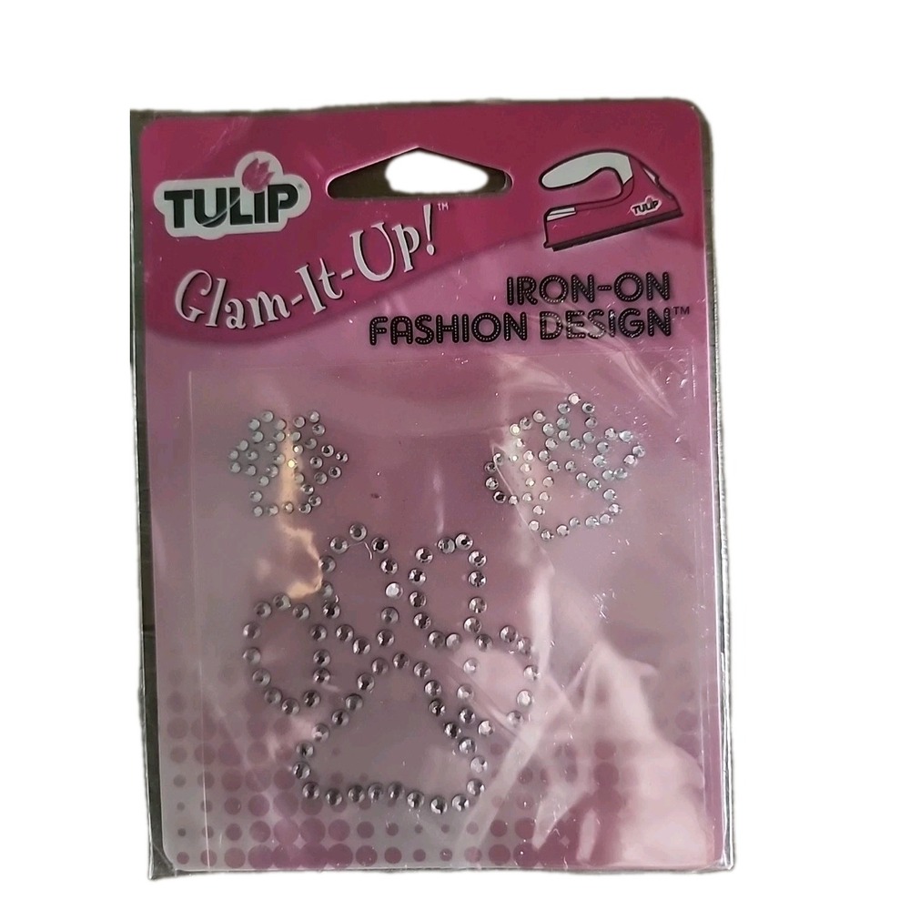 NEW/Tulip GLAM-IT-UP IRON-ON Fashion Design Puppy Paw Prints Rhinestone BLING!
